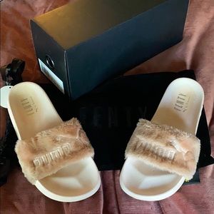 Pink fuzzy Puma Fenty slides sold out